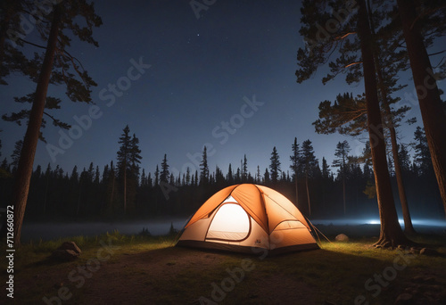 Foggy Night Forest Tent
