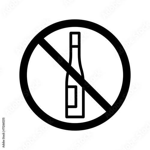 Vector black line icon forbidden to drink isolated on white background photo