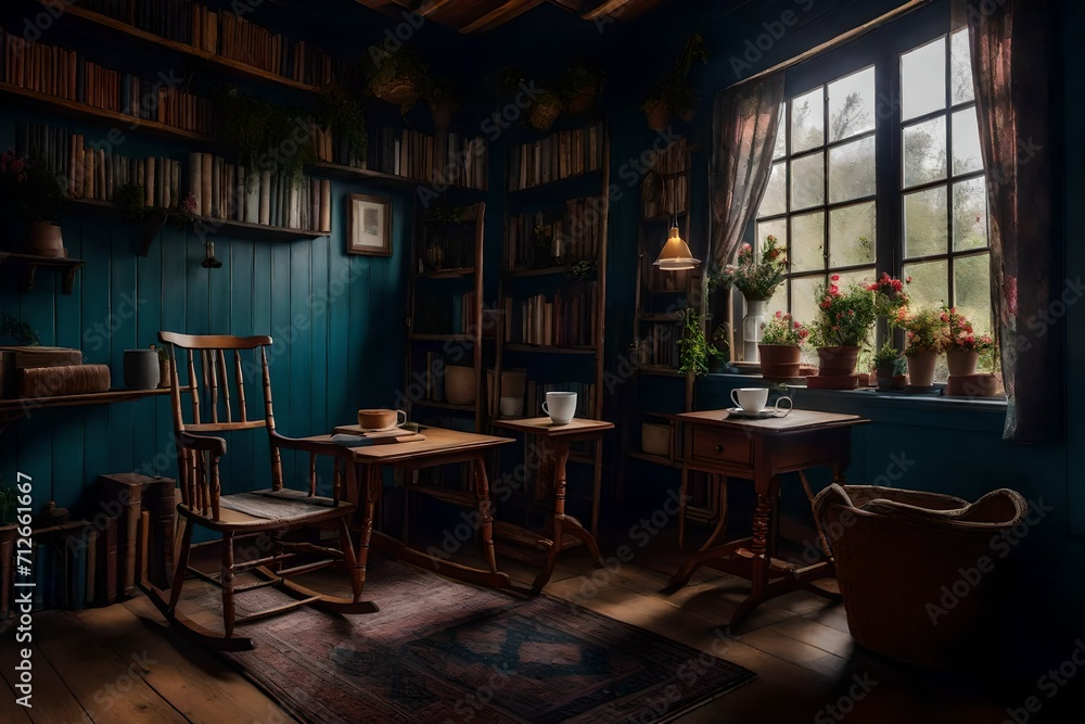 an image of a quaint countryside cottage with a reading corner