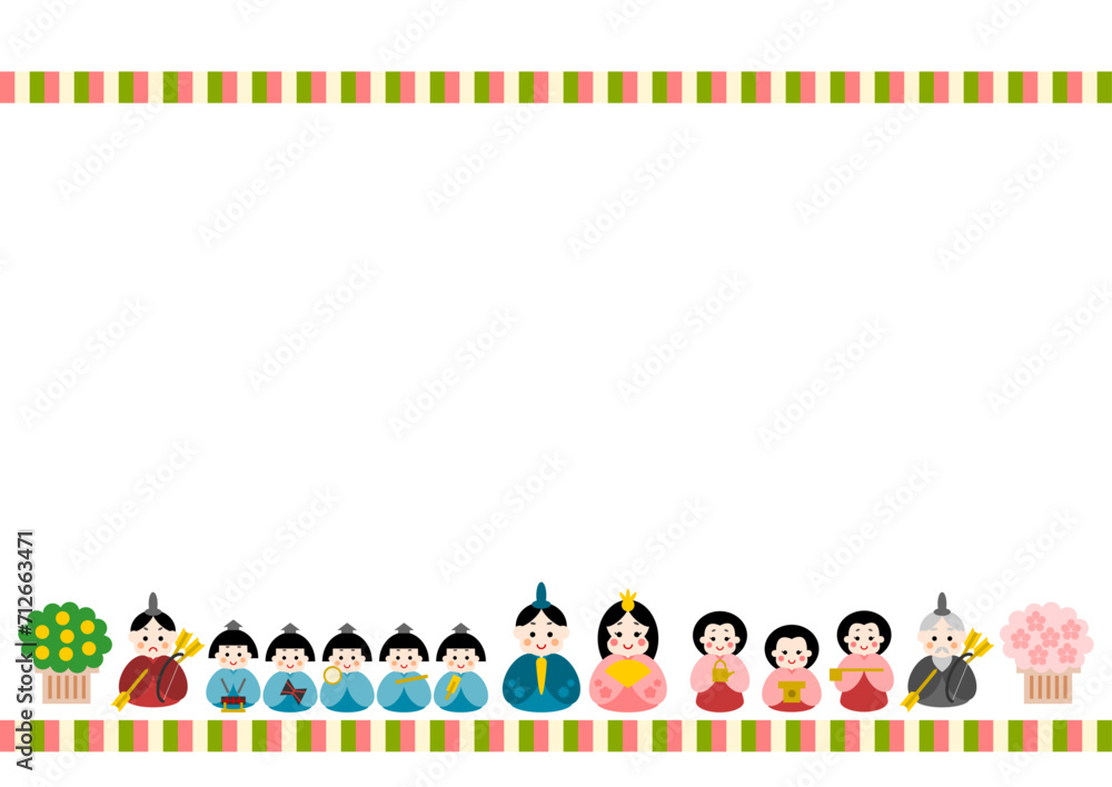 Fototapeta premium ひな人形のフレームイラスト