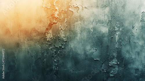 A banner with free copy space featuring a double exposure of abstract concrete light texture in orange and gree color tones photo