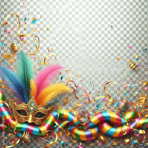 Confetti and carnival streamers decorating a post