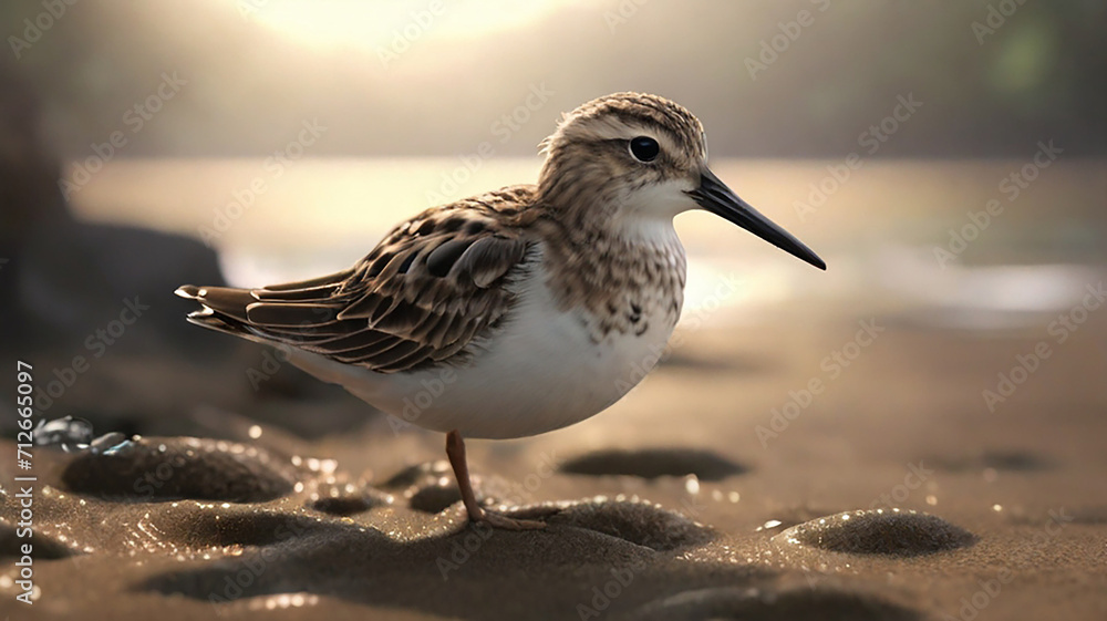 A cute sandpipe Bird running the water's edge. A cute sandpipe Bird running the water's edge.