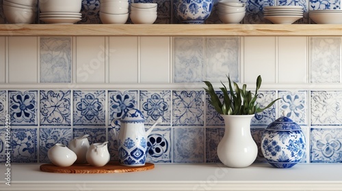 Blue ceramic tile that is classic and vintage
