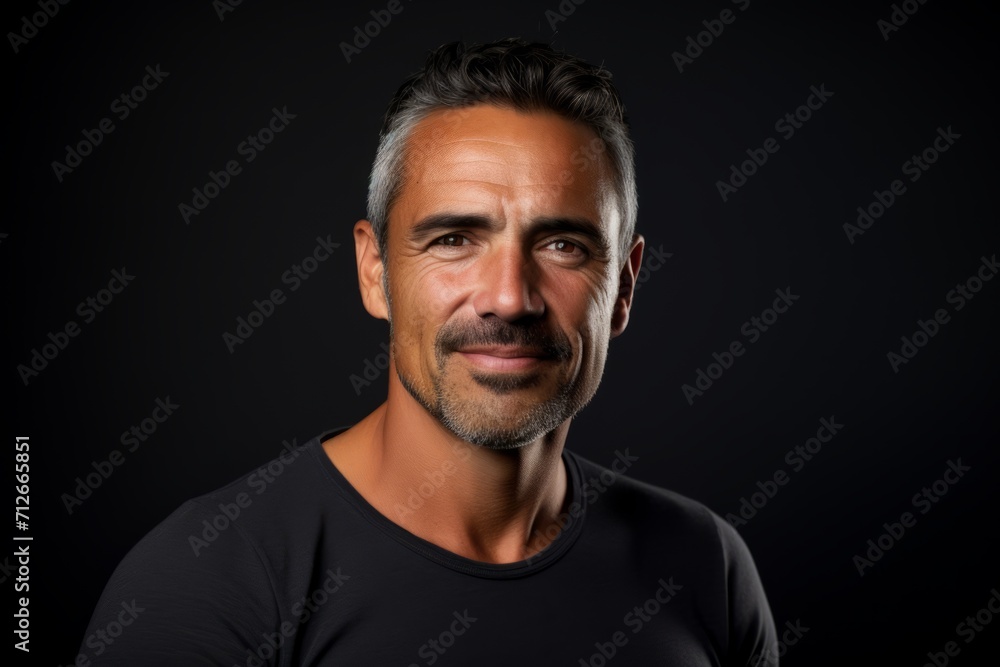Portrait of a handsome middle-aged man over black background. Portrait of a handsome middle-aged man over black background.