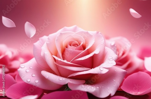 blurred background of pink roses  Valentine s Day holiday card