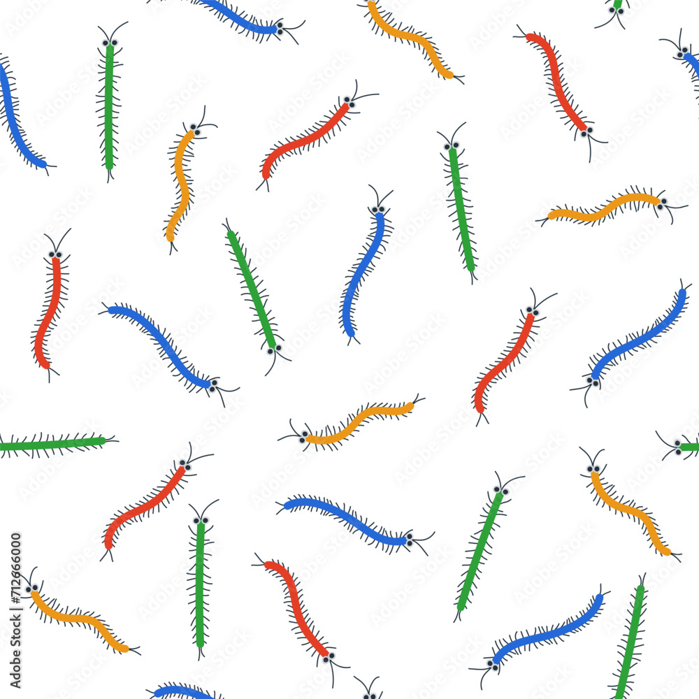 Funny centipedes seamless pattern. Kids print. Vector hand drawn illustration. Funny centipedes seamless pattern. Kids print. Vector hand drawn illustration.