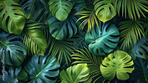 Tropical leaves pattern background 