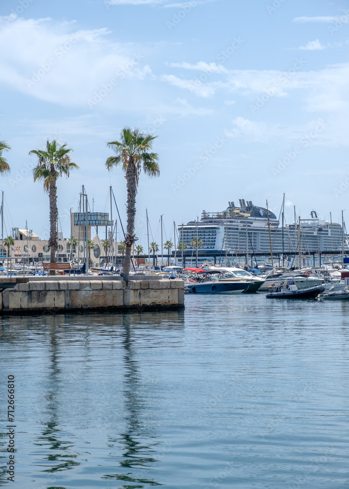View of yachts and port in Alicante Spain