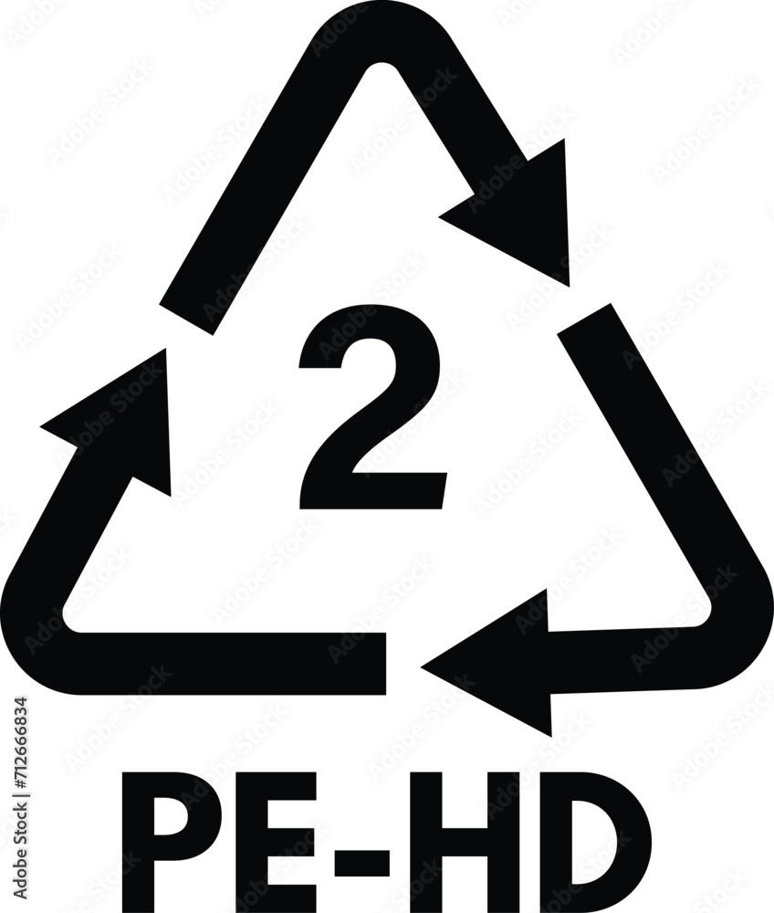 Plastic recycling symbol PE-HD 2 isolated on white background . Plastic symbol vector . Package waste icon Plastic recycling symbol PE-HD 2 isolated on white background . Plastic symbol vector . Package waste icon