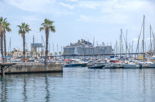 View of yachts and port in Alicante Spain
