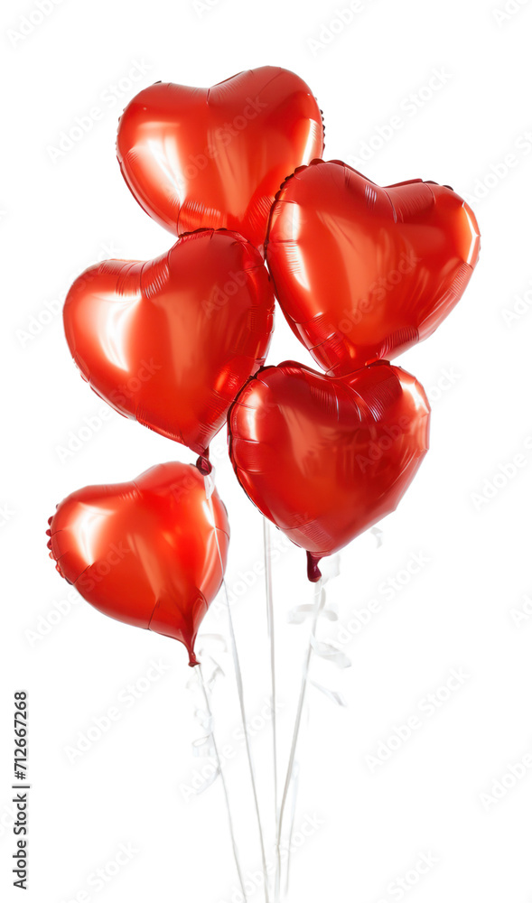 A bunch of heart-shaped balloons, Valentine's Day, transparent or isolated on white background A bunch of heart-shaped balloons, Valentine's Day, transparent or isolated on white background