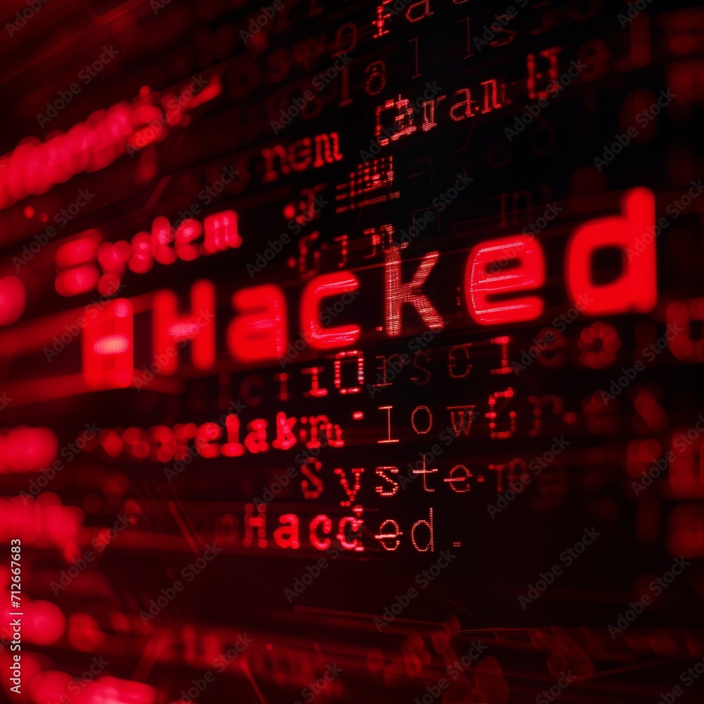 a digital display showing abstract code and a malicious cyber attack warning in bright text a digital display showing abstract code and a malicious cyber attack warning in bright text