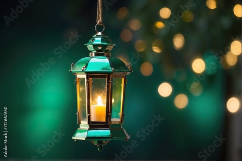 Hanging green lantern light on emerald nights