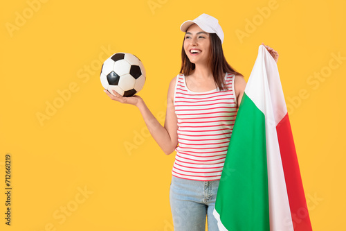 Young woman with flag of It...