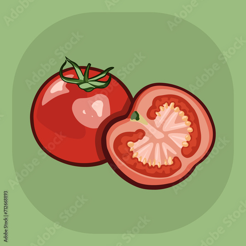 tomato with leaves