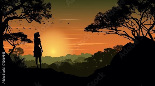 View from the side showing a silhouette of a human and nature.