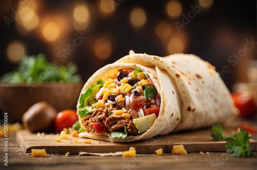 Food photography burito with blurred background photo