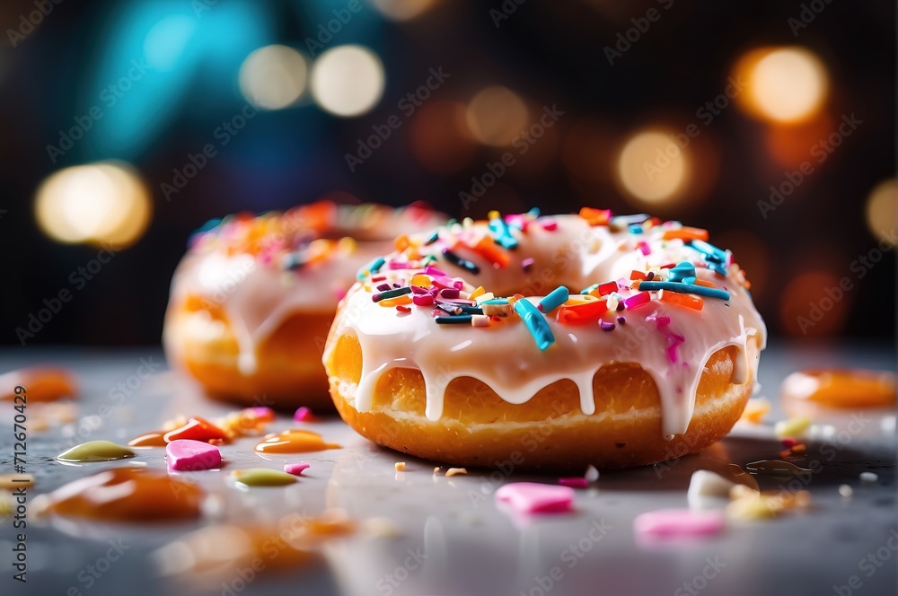 Food photography donut with blurred background