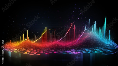 Abstract data graph with lines and different color background image Ai generated art