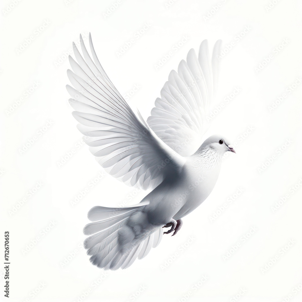 white pigeon in flight, isolated on white background. white pigeon in flight, isolated on white background.