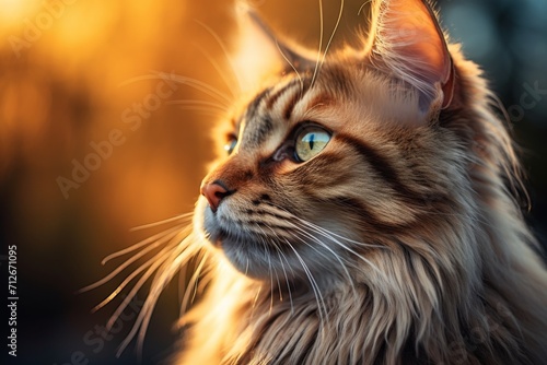 Cute tabby cat with beautiful eyes. Close-up look