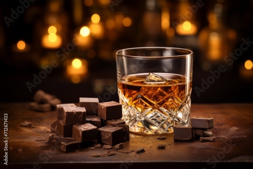 Glass of Whiskey with Chocolate