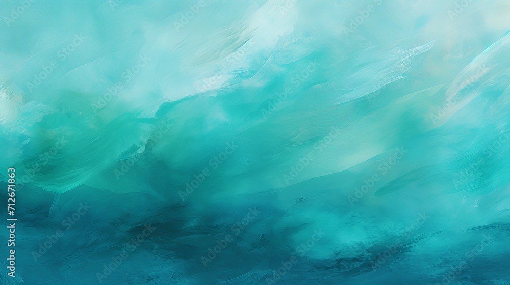 The background is textured with teal brush strokes.