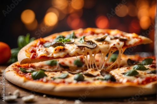 Food photography pizza with blurred background