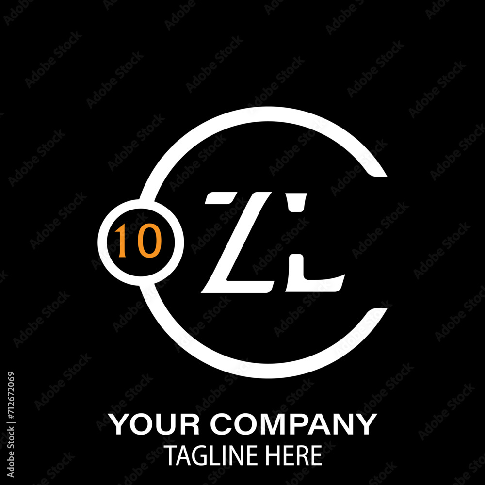 Obraz premium ZL Letter Logo Design. ZL Company Name. ZL Letter Logo Circular Concept. Black Background.