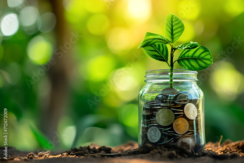 Wallpaper Mural Finance growing concept using a plant grows on coins in a glass jar Torontodigital.ca