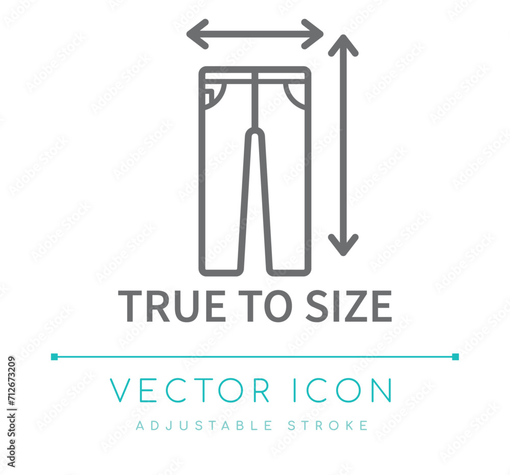 True To Size Denim Pants Line Icon True To Size Denim Pants Line Icon