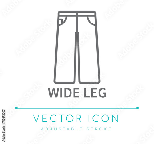 Wide Leg Denim Fit Fashion Line Icon