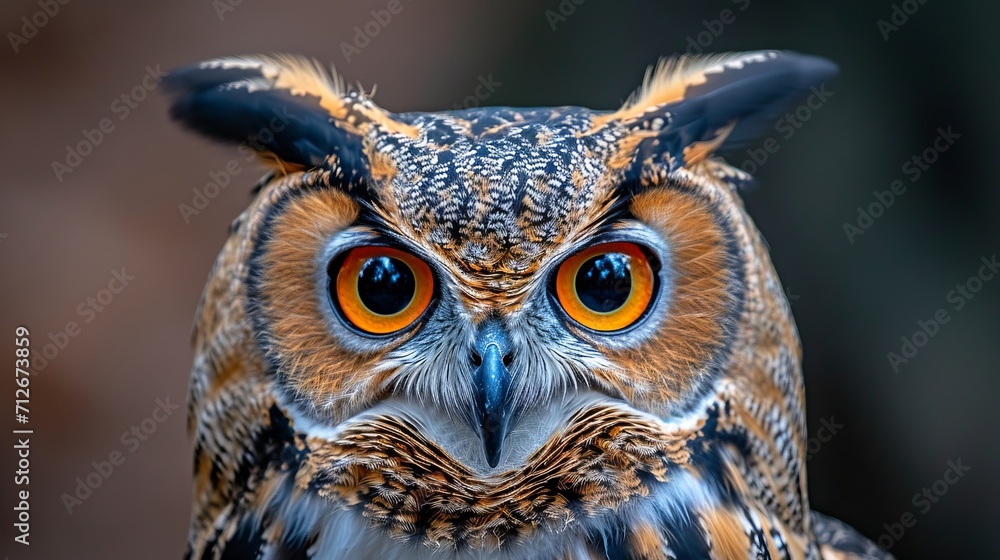 Macro, close up photo owl in a forest Macro, close up photo owl in a forest