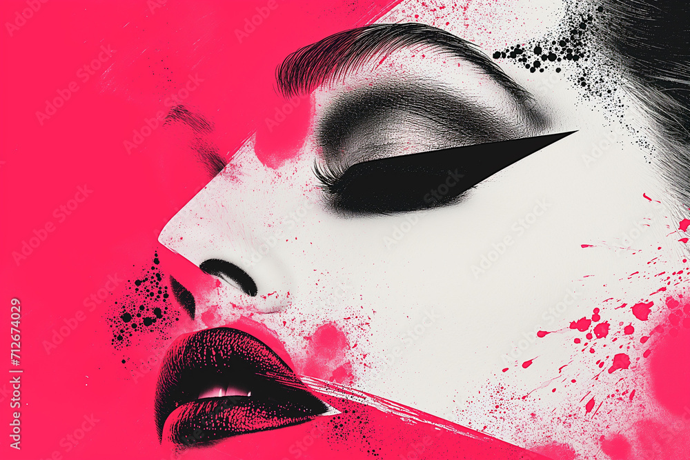 style of the beauty industry. Makeup artist applies red lipstick . Beautiful woman face. Sexy luxury female mouth style of the beauty industry. Makeup artist applies red lipstick . Beautiful woman face. Sexy luxury female mouth