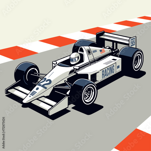 Formula Indy Vintage classic motorsport speed car vector illustrated silhouette shadows racing in track
