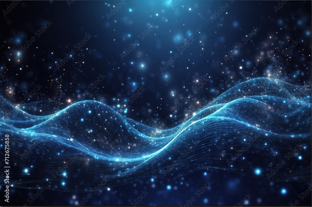 Ilustration digital particles wave and light abstract background