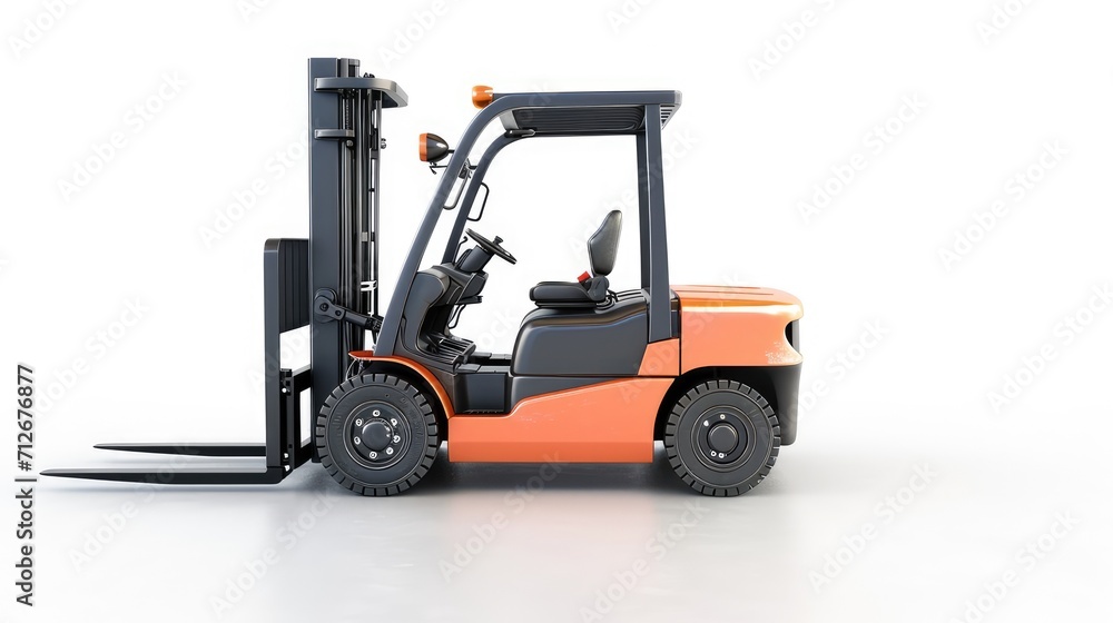 a modern forklift designed for warehouse operations, isolated on a clean white background, the sleek design and functionality of the equipment. a modern forklift designed for warehouse operations, isolated on a clean white background, the sleek design and functionality of the equipment.