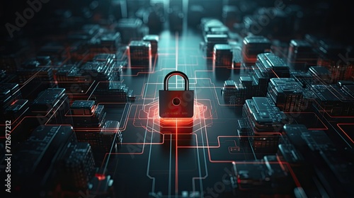 cyber security and data protection, featuring the concept of confidentiality and business privacy on a global digital space network, a technology smart solution safeguarding against cyber attacks. photo