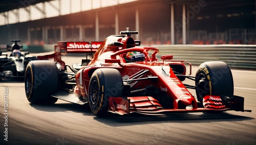 Formula 1 car on the racetrack. sports