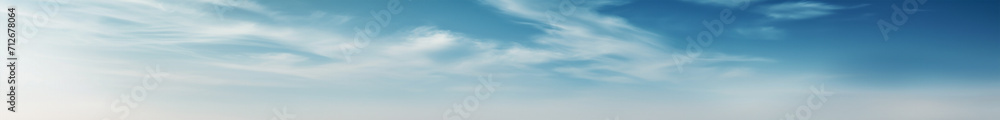 extra wide panoramic summer blue sky. Vibrant gradient tones. poster banner landing page background design. Vibrant fantasy colorful cloudscape. White, light blue, dark blue. 