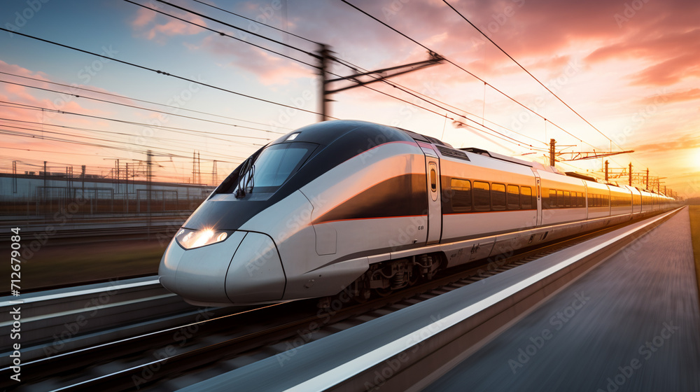Fototapeta premium High speed passenger train, AI Generative.