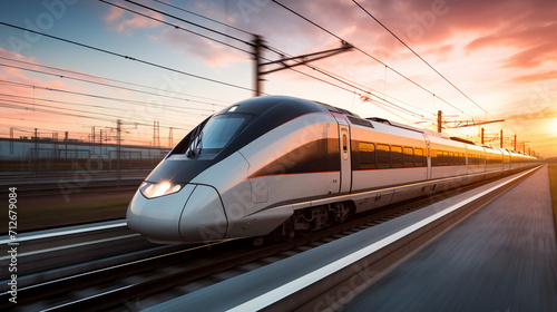 High speed passenger train, AI Generative.