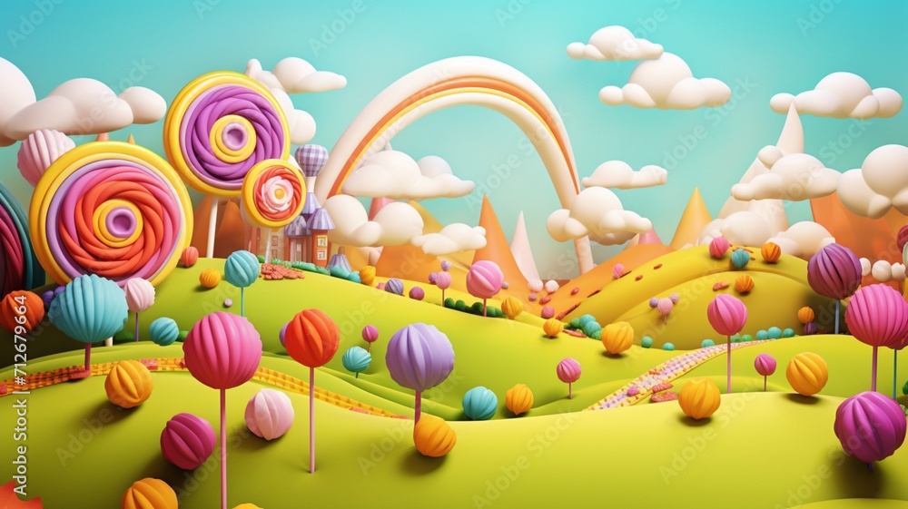 Whimsical Candy Kingdom Bright Colors and Playful AI Generated art Whimsical Candy Kingdom Bright Colors and Playful AI Generated art