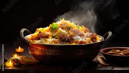 rice with spices chicken and other ingredients