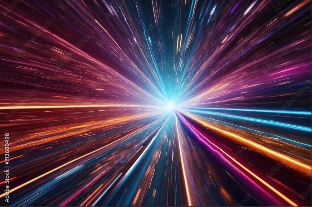 Light speed, hyperspace, space warp background
