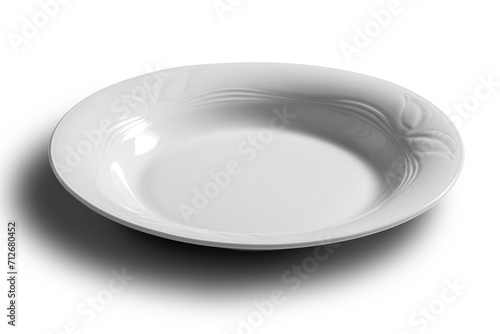 Empty white soup plate on white background
