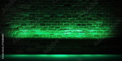 Wallpaper Mural  A brick wall illuminated from below with neon green light Torontodigital.ca