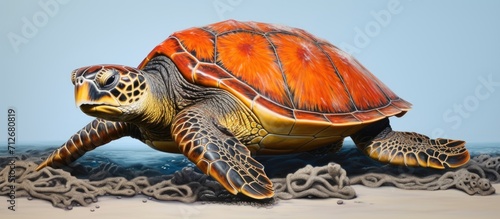 Captive sea turtle for species preservation. photo