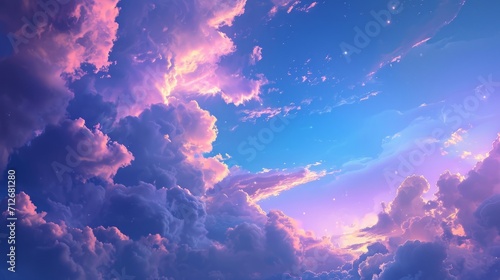Vibrant Purple Clouds Take Over the Sky photo